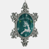 Blauwgroen Rustisch Ornament voor kerstrendieren (Links)