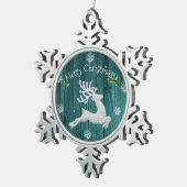 Blauwgroen Rustisch Ornament voor kerstrendieren (Rechts)