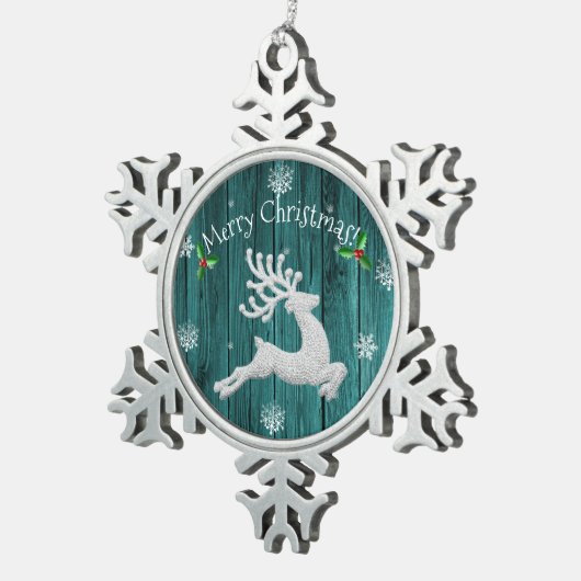 Blauwgroen Rustisch Ornament voor kerstrendieren (Rechts)