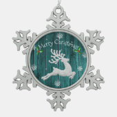 Blauwgroen Rustisch Ornament voor kerstrendieren (Voorkant)