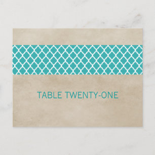 Blauwgroen Rustisch Quatrefoil Tabelnummer Briefka Briefkaart