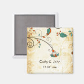 Blauwgroen Rustische Floral Wedding Magneet (Voorkant / Achterkant)