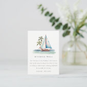 Blauwgroen Sailboot Palm Seascape Weddenschap Goed Informatiekaartje (Staand voorkant)