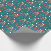 Blauwgroen Santa Armadillo met Cadeaupatroon Cadeaupapier (Hoek)