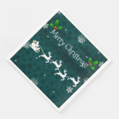 Blauwgroen Santa's Slaap- en rendierpapier Napkin Servet (Hoek)