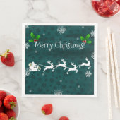 Blauwgroen Santa's Slaap- en rendierpapier Napkin Servet (Insitu)