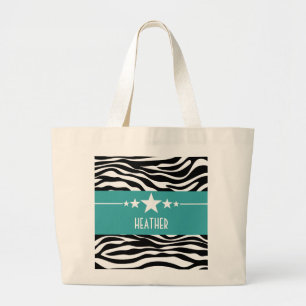 Blauwgroen Sassy Star-Canvas tas