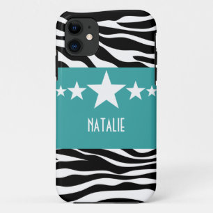 Blauwgroen Sassy Star Zebra BT iPhone 5 Hoesje