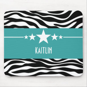 Blauwgroen Sassy Star Zebra Mousepad Muismat