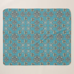 Blauwgroen Scandinavische folk patroon sneeuwvlokk Sherpa Deken
