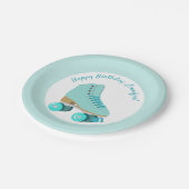 Blauwgroen Schaats Graphic Roller Schaatsen Theme  Papieren Bordje (Gekanteld)