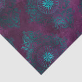 Blauwgroen schade op Paarse ontkoppeling Tissuepapier (Detail)