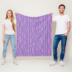 Blauwgroen schakellijnen fleece deken