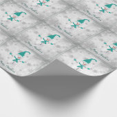 Blauwgroen Schattige Snowman Christmas Wrapping Pa Cadeaupapier (Hoek)
