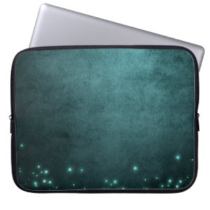 Blauwgroen schemerlicht Deep Green Aqua Neon Glo Laptop Sleeve