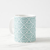 Blauwgroen schijfpatroon schuiven koffiemok (Voorkant links)