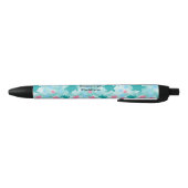 Blauwgroen schildpad roze Star Pattern Monogram Zwarte Inkt Pen (Bodem)