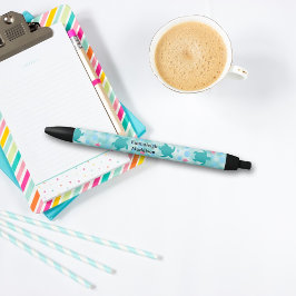 Blauwgroen schildpad roze Star Pattern Monogram Zwarte Inkt Pen