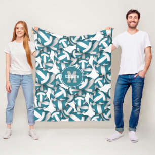 blauwgroen school of clubteam kleuren volleyballen fleece deken