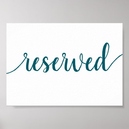 Blauwgroen script | Aqua Blue-Green Reserved Table Poster (Voorkant)
