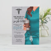 Blauwgroen Scrubs Medische School Afstuderen Uitno Kaart (Staand voorkant)