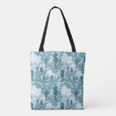 Blauwgroen Seahorse Oceanic Pattern Canvas tas (Achterkant)