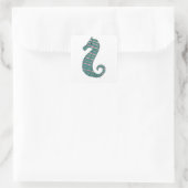 Blauwgroen Seahorse Square Sticker (Tas)