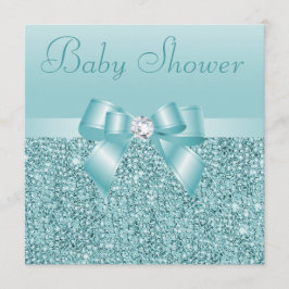 Blauwgroen Sequins, Baby shower met zwoerd en diam Kaart