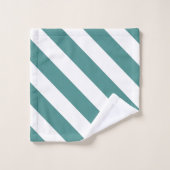 Blauwgroen set handdoekdoeken gestript bad handdoek (Wasdoekje)