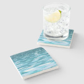 Blauwgroen shimmer stenen onderzetter (Zijkant)