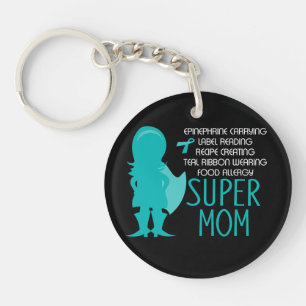 Blauwgroen Silhouette Food Allergy Super Mam Sleutelhanger