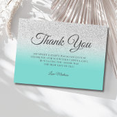 Blauwgroen Silver glitter blauw groen dank je Swee Bedankkaart