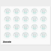 Blauwgroen Silver Glitter Confetti Afstuderen 2020 Ronde Sticker (Vel)