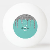Blauwgroen Silver Glitter Sparkle Drift Monogram N Pingpongballen (Achterkant)