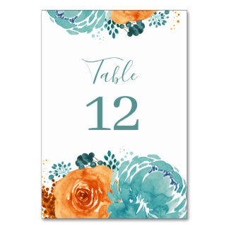 Blauwgroen Sinaasappel Boho Floral terracotta Kaart