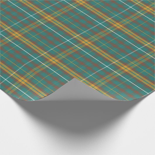 Blauwgroen Sinaasappel Bruin Twill Plaid Pattern Cadeaupapier (Hoek)
