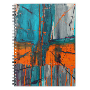 Blauwgroen Sinaasappel Industrial Drip Abstract No Notitieboek