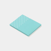Blauwgroen Sky Polka Dot Post It Notes (Schuin)