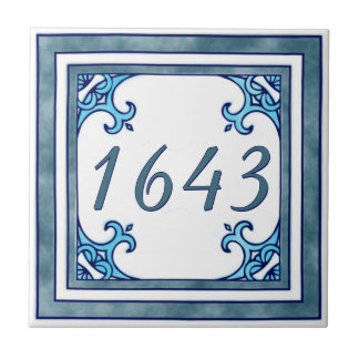 Blauwgroen Small House Number Tegeltje