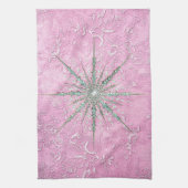 Blauwgroen sneeuwvlok paarse elegante  winter theedoek (Verticaal)