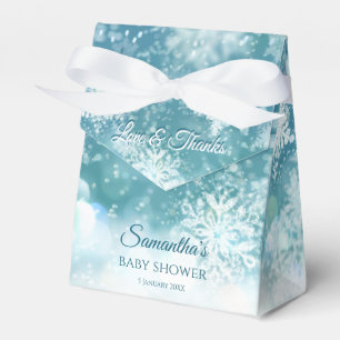 Blauwgroen sneeuwvlokken sneeuwwinterbaby shower bedankdoosjes