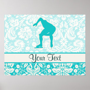 Blauwgroen-snelheidsSkater Poster