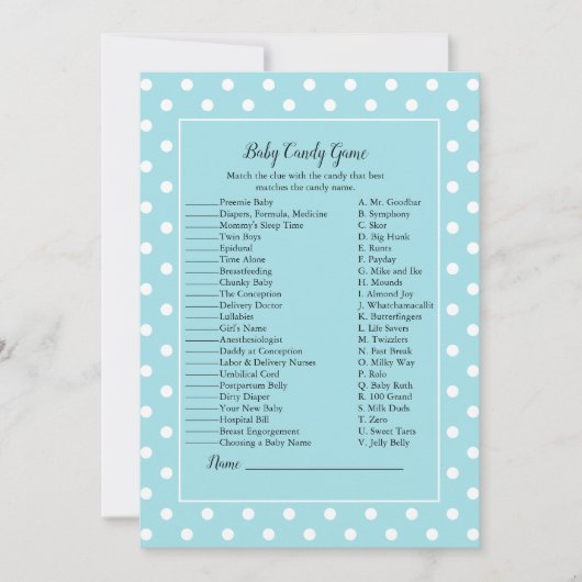 Blauwgroen Snoep Baby shower Baby Kaart (Voorkant)