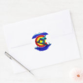 Blauwgroen snowboarder Colorado vlagsymbool sticke Ronde Sticker (Envelop)