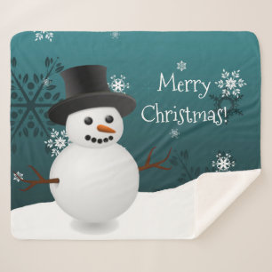 Blauwgroen Snowman Winter Kerstmis Sherpa Blanket Deken