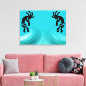 Blauwgroen Southwestern Kokopelli Canvas Afdruk (Insitu (Woonkamer))