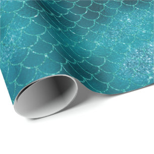 Blauwgroen Sparkle Mermaid Cadeaupapier