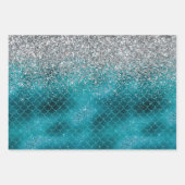 Blauwgroen Sparkle Mermaid Inpakpapier Vel (Voorkant 3)