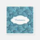 Blauwgroen Sparkle Seashell servetten (Voorkant)
