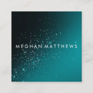 Blauwgroen Sparkles Beauty Vierkante Visitekaartje